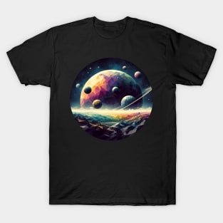 Low Poly Space View T-Shirt